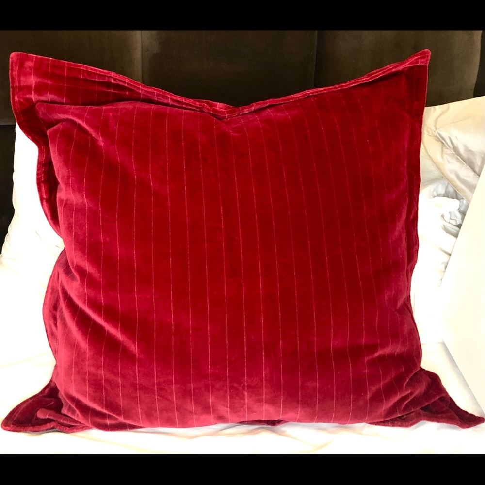 NWT Lauren Ralph Lauren Red Velvet Socialite Pinstripe Euro Sham in Orig Package